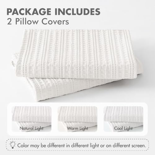 Decorative Waffle Euro Sham Pillow Covers 26x26 White 2 Pack - Image 7