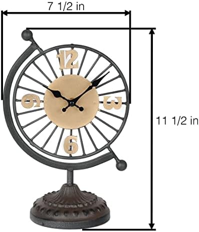Lily's Home Vintage Mantle Clock. Silent, Non Ticking Stylish Decorative Table Clock Perfect for Living Room, Retro Kitchen, Tabeltop & Fireplace Mantel Clock Decor. Black and Gold. 7" Dia. - Image 4