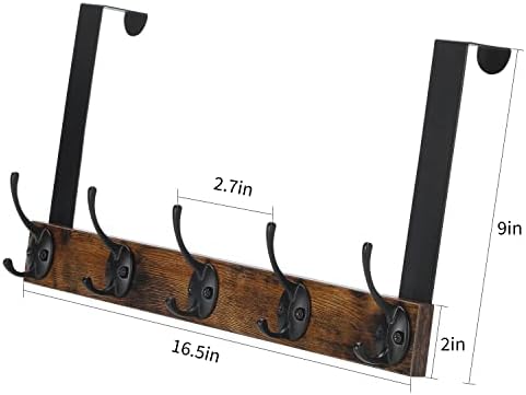 YINMIT Over The Door Hooks, Wooden Door Hanger, Door Hanger Hook, Over The Door Towel Rack, Door Coat Hanger, Door Coat Rack, Door Hooks for Hanging Towels, Clothes, Hats - Image 2
