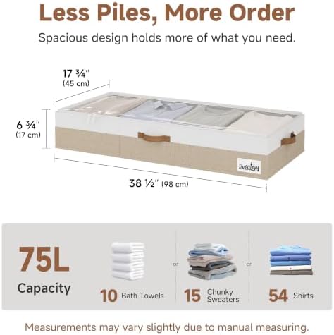 StorageWorks 7 Inch Low Profile Under Bed Storage Containers with Clear Lid - Image 2