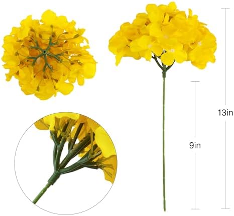 Fake Yellow Hydrangea Artificial Flowers - Faux Silk Hydrangeas Flowers Heads with Stems Real Touch for Home Wedding Party Table Decor(Yellow,Pack of 10) - Image 6