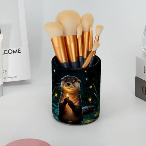 Vcedizo Pen Holder for Desk, Cute Otter Makeup Brush Holder Pencil Cup Desk Accessories Storage Organizer Desktop Stationery Organizer for Office School Home - Image 6