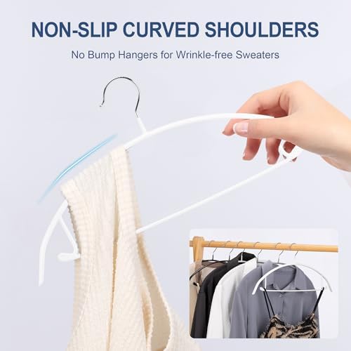 Sweater Hangers No Shoulder Bump, Non-Slip Rubber & Rust-Free Metal - Image 4