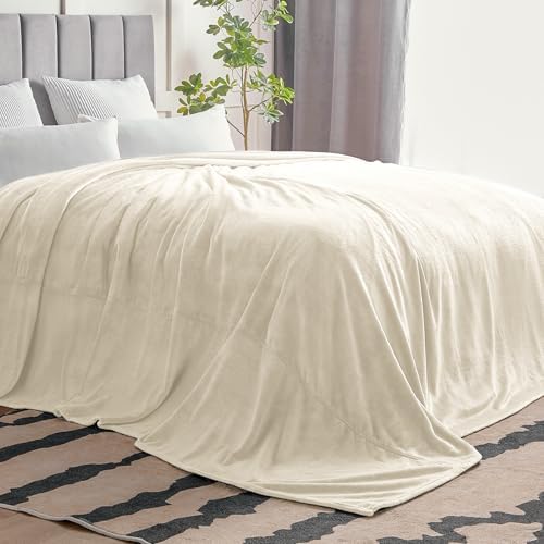 BEDELITE Fleece Blanket Soft Plush Oversized Bed Blanket Cream 120"x120" - Image 7