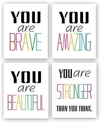 HPNIUB Typography Watercolor Word Inspirational Quote&Saying Modern Art Print Set of 4 (8”X10” Painting，Motivational Phrase Wall Art Poster for Nursery or Kids Room Home Decor，Not Include Frame… by HPNIUB