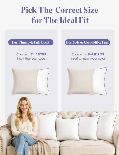 Feather Down Throw Pillow Inserts 18x18in 2‑Pack White - Image 5