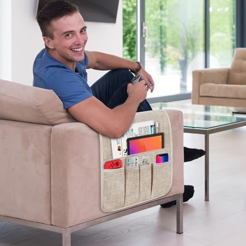 Remote Control Holder Couch Caddy, Armchair Caddy for Recliner 5 Pockets - Image 2