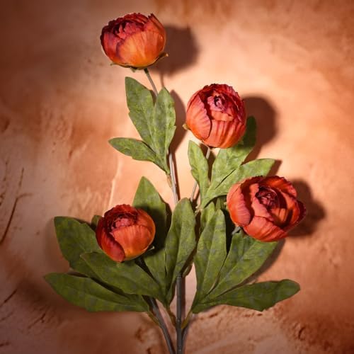 Waipfaru 6 Pcs 27" Faux Peonies Artificial Flowers for Vase, Burnt Orange - Image 4