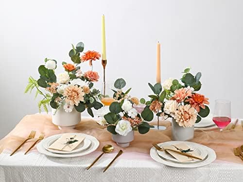 Serra Flora Artificial Flowers Combo Dahlia 34pcs Silk Mix Fake Flowers Roses for DIY Wedding Bouquets Combo Centerpieces Arrangements Party Bridal Baby Shower Home Decorations(White Pink) - Image 6