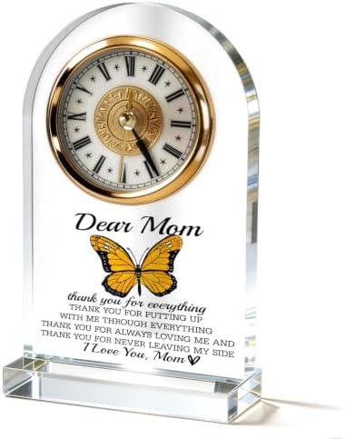 WKYAER Acrylic Desk Clock for Mom, Sentimental Keepsake with Heartfelt Message, Thank You Mom for Everything, Family Appreciation Gift, Mother's Day Birthday Gift from Daughter, 4.3 x 7.8 in by WKYAER