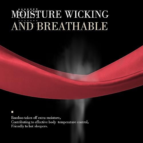 WishSmile Cooling King Pillowcases Set of 2 Breathable Cool Silky Soft Rayon Derived from Bamboo Fabric, Moisture Wicking for Hot Sleepers, Hair and Skin Friendly, Red, 2 Pack, 20x36IN - Image 3