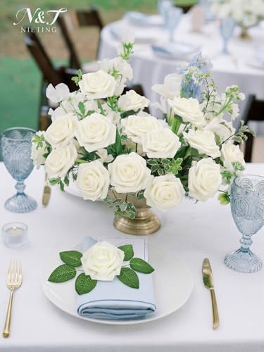 Artificial Roses Flowers Real Touch Fake Flower with Stem Decorations,25Pcs - Image 2
