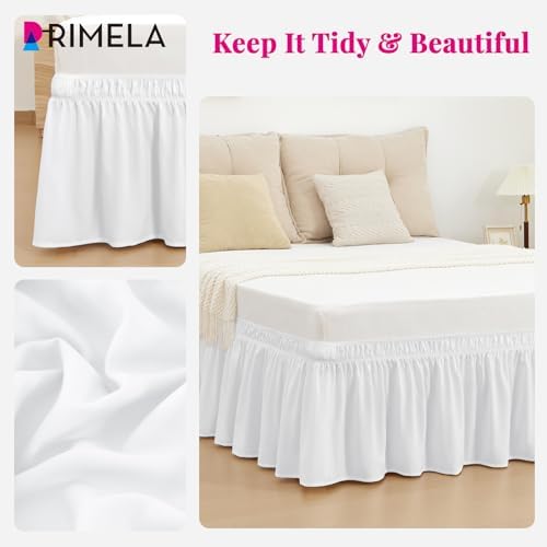 Bright White Bed Skirt Twin Size 15" Drop, Elastic Wrap Around Bedskirt - Image 6