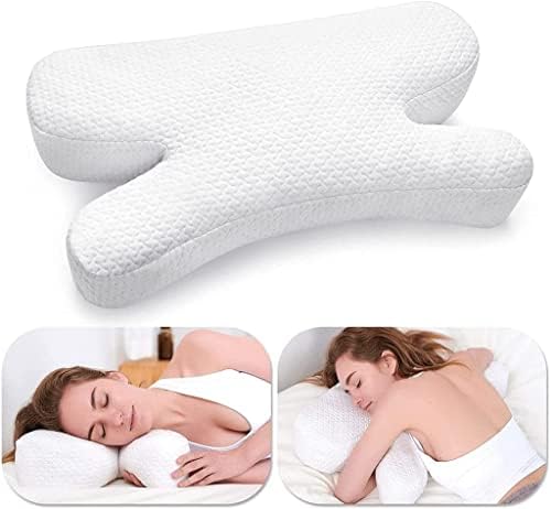 Clieey Side Sleeper Pillow Anti Wrinkle Aging Pillow Gel Shredded Memory Foam for Neck Pain Relief Pillow for Sleeping Side Back Stomach Sleeper Pillows (Regular White Style) by Clieey
