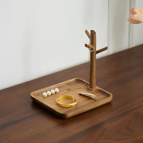 Solid Acacia Wood Key Tray and Bowl, Acacia, Square - Image 3
