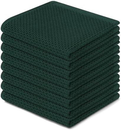 Homaxy 100% Cotton Waffle Weave Kitchen Dish Cloths 8-Pack, Blackish Green by Homaxy