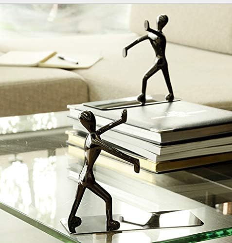 Fasmov Heavy Duty Stainless Steel Man Bookends Nonskid Bookends Art Bookend,1 Pair (Black) - Image 3