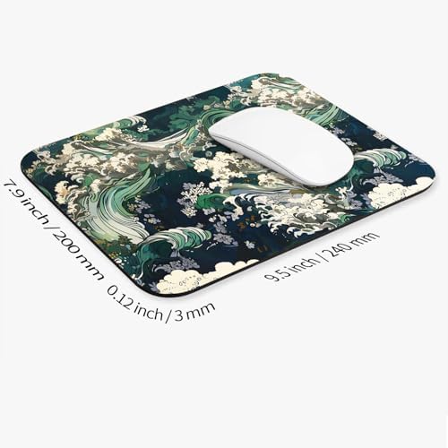 Square Mouse Pad Japanese Art,Personalized Premium-Textured Custom Mouse Mat Design,Washable Mousepad Lycra Cloth,Non-Slip Rubber Base Computer Mouse Pads for Wireless Mouse - Image 2