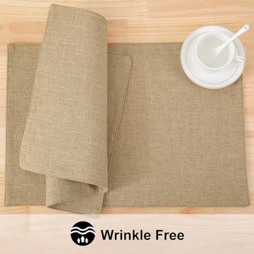 homing Faux Cotton Linen Placemats Set of 6, Cloth Dining Table Mats - Image 3