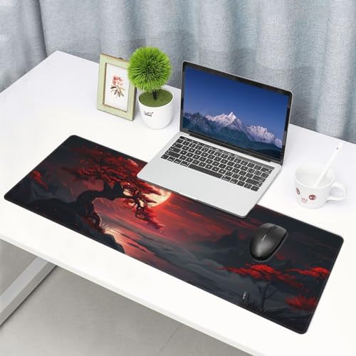 Gaming Mouse Pad Desk Pad,Extended Big Mouse Pad,31.5x11.8 Inch Long Computer Keyboard Mouse Mat Mousepad with 3mm Non-Slip Base and Stitched Edge for Gaming and Office… (Red Moon Canyon) - Image 7