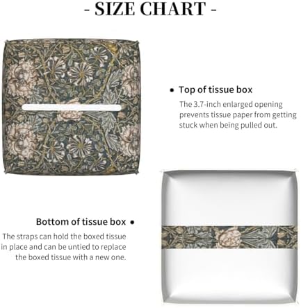 William Pimpernel Morris Leather Tissue Box Cover Square Leather Tissue Box Holder Facial Paper Case Organizer Decorative for Bedroom Home Office Vanity Countertop Night Stands Desk Decor - Image 5