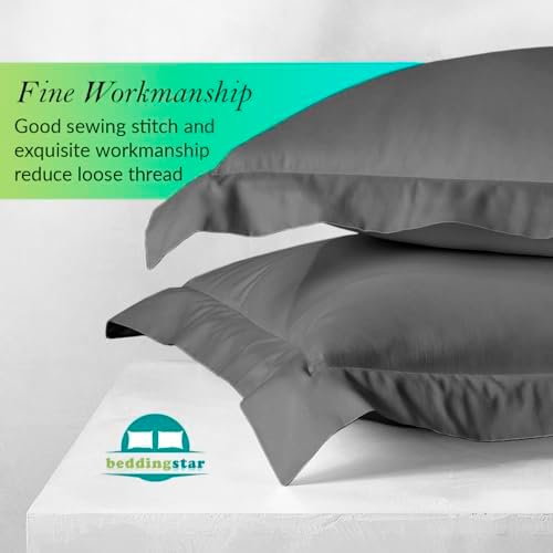 King Pillow Shams 20x36 Set of 2 Dark Grey 600 TC 100% Egyptian Cotton - Image 6