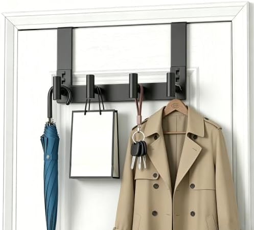 HUFEEOH 1-Pack 4-Hook T-Shape Door Towel Organizer, Fits 1-3/4-Inch Doors - Image 5