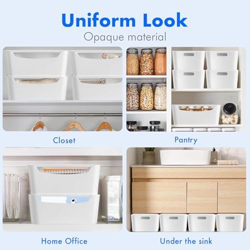 3 Pack Large BPA‑Free Plastic Storage Bins with Handles, 4 Gallon White Open‑Top Organizer Containers, 13.78" x 10.24" x 5.71" Storage Baskets for Kitchen Pantry, Cabinet, Closet, Bathroom & Office - Image 6