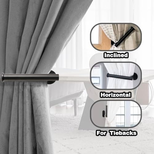 MaxMona Adhesive Curtain Holdbacks, No Drill Tie Backs, 2 Pack, Black - Image 3