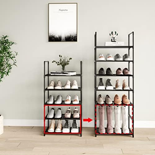 5-Tier Stackable Shoe Rack, Narrow Shoe Stand for 10-12 Pairs Shoe and Boots Organizer Storage Shelf Space Saving for Closet, Entryway and Hallway(Black) - Image 5
