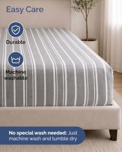 CGK Extra Deep Flex Top Split Head King Fitted Sheet Only - Grey Stripes - Image 7