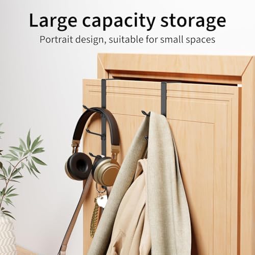 niffgaff 16 Hook Over The Door Hooks, Vertical Over The Door Towel Rack, Over Door Hook, Over The Door Hanger, for Towel and Clothes Hangers, Black, 4 Pack,12.28'',for 1.7'' Door - Image 3