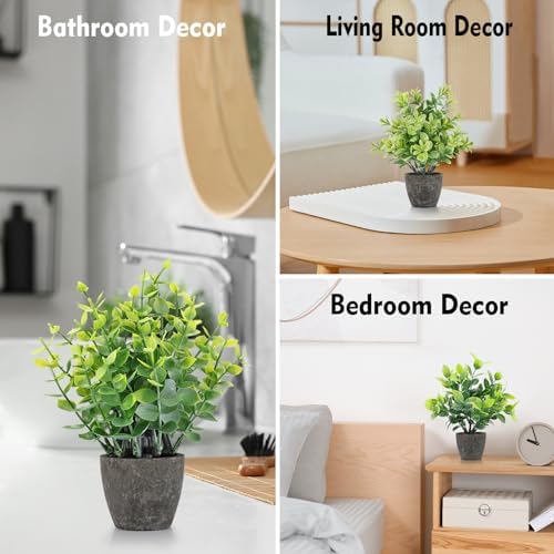 4 Pack Fake Plants Mini Artificial Greenery Potted Plants Bathroom Decor - Image 4