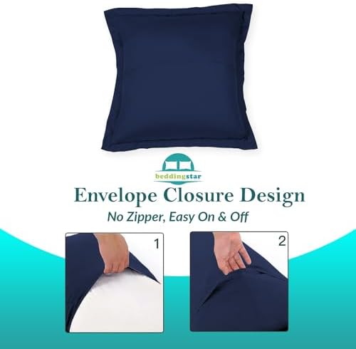 Euro Sham Covers 24x24 Set of 2 Navy Blue 600 TC 100% Egyptian Cotton - Image 4