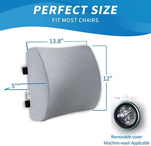 SAIREIDER Lumbar Pillow, Memory Foam Office Chair Back Support Pillows Back Pain Relief Improve Posture, Lumbar Support Pillow for Car、Gaming Chair、 Home Chair, Double Adjustable Straps(Grey) - Image 6