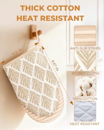 100% Thick Cotton Mini Oven Mitts Silicone Grip Diamond Gingham - Image 2