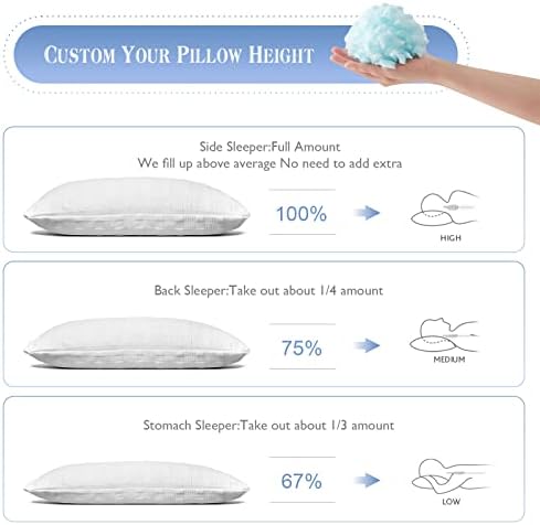 Meoflaw Adjustable Cooling Bed Pillows for Sleeping Queen Size Set of 2 - Image 4