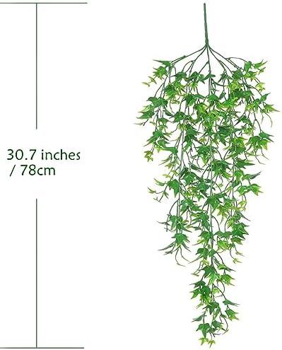 Artificial Hanging Vines, Fake Vine Plastic Plants Sweet Potato Leaves Ivy UV Resistant Greenery Décor Faux Flowers for Indoor Outdoor Garden Door Wall Wedding Party Table Decoration Green 4 Pack - Image 5