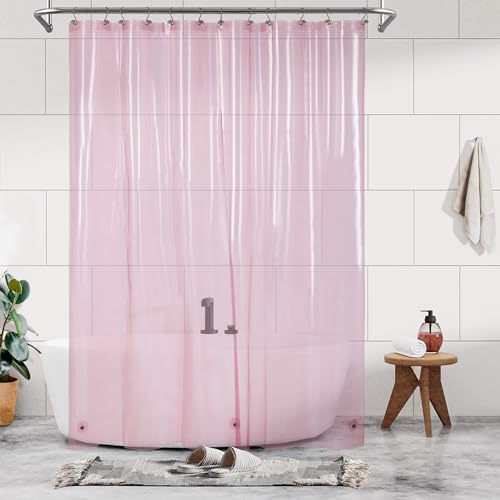 Barossa Design Extra Long Clear Pink Shower Curtain Liner 72x84 by BarossaDesign