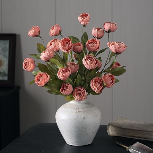6 Pcs 27" Faux Silk Peony Artificial Flowers Stems for Vase (Dusty Pink) - Image 4