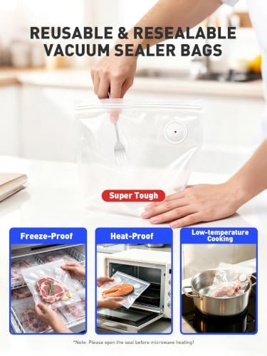 30 Pcs Reusable Vacuum Sealer Bags for Food, 2 Size BPA-Free Vacuum Storage Bags with Sealing Clips & Leak-Proof Design for Sous Vide Cooking, Freezer, Microwave Heating - Image 6