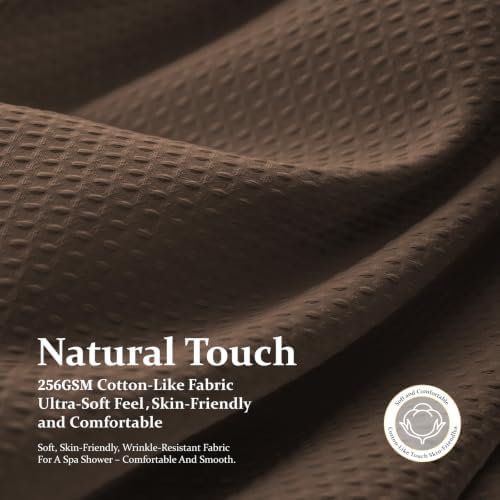 Dynamene Stall Waffle Shower Curtain 256 GSM Heavy Fabric 54x78 Brown - Image 4