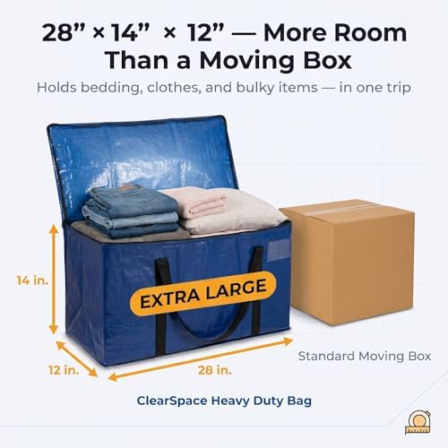 ClearSpace Heavy Duty Moving Bags or Storage Bins with Lids, Blue, 6 Pack - Image 4
