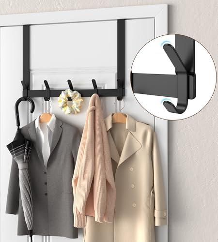 KitchLife Long Over The Door Hooks Hanger with 15.75 inches Extended Arms, Fit 1-3/4" Doors, J40U, Thickened Bathroom Towel Rack Organization, 1 Pack, Matte Black - Image 6