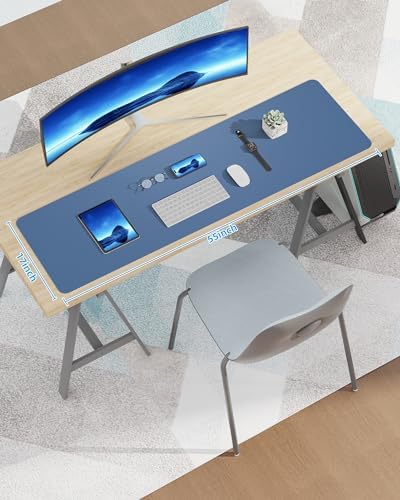 AFIING Leather Desk Pad Protector,Mouse Pad,Office Desk Mat, Non-Slip PU Leather Desk Blotter,Large Desk mat,Waterproof Keyboard mat for Office/Home/Decor (Grey Blue,55"" x 17"") - Image 7