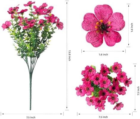 HyeFlora Artificial Flowers for Outdoor Indoor Garden Home Decoration, Faux Flower Daisy with Eucalyptus Leaves Fake Plants Greenery Boxwood Porch Patio, 12 Bundles (6 Multicolor) - Image 4