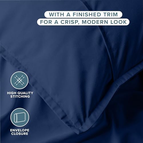 Bare Home Pillow Sham Covers 1800 Ultra-Soft Set of 2 (Standard, Dark Blue) - Image 5