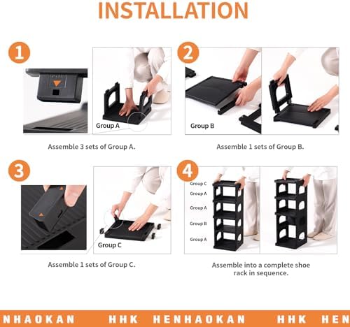 5 Tiers Vertical Shoe Rack for Closet Narrow Shoe Holder Storage Organizer, Plastic Free Standing Shoe Rack Shelf for Entryway Stackable Stability DIY, Black - Image 5