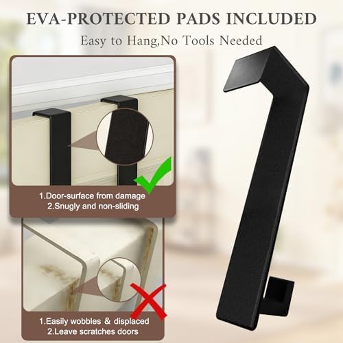 Heavy Duty Stainless Steel Over-Door Hook, L-Shaped, Fits Doors Less Than 1-3/4" Wide, Door Hookswith Non-Slip Pads for Bedroom Bathroom Office Dorm(Fits 1-3/4" Thick Door - L Shape 2 Pack) - Image 5