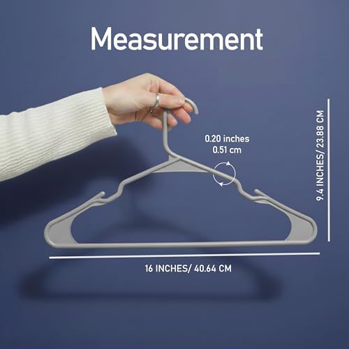 Utopia Home Plastic Hangers 50 Pack – Space Saving Clothes Hanger Grey - Image 2